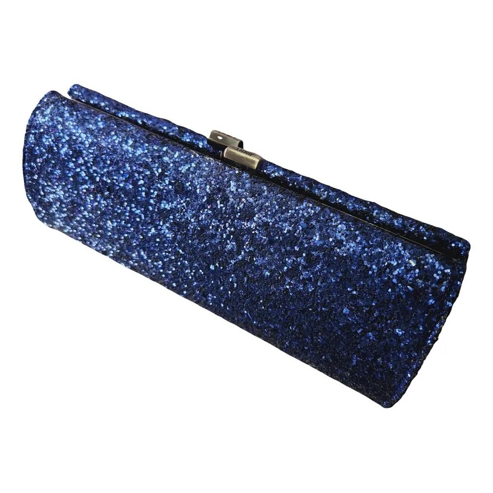 Jimmy Choo Tube Midnight Blue Glitter Clutch Y2K Evening Bag Full Size
